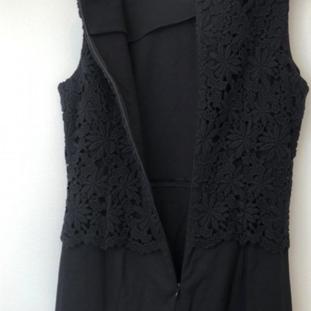NEW NWT TALBOTS Black Knit Sleeveless Knee Length Crochet Upper Sheath Dress 10 - Picture 9 of 10